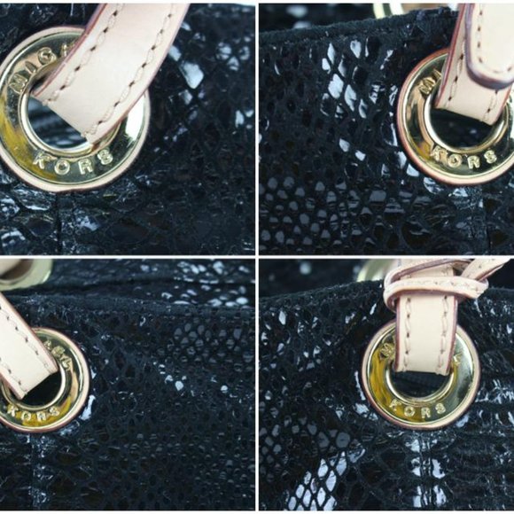 Michael Kors Black Patent Embossed Python Jet Set Tote 4MK124 - Picture 9 of 12